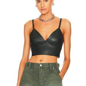 Susana Monaco Faux Leather Bralette - Caviar